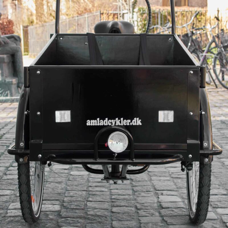 Träplatta för kassa på Lådcykel front